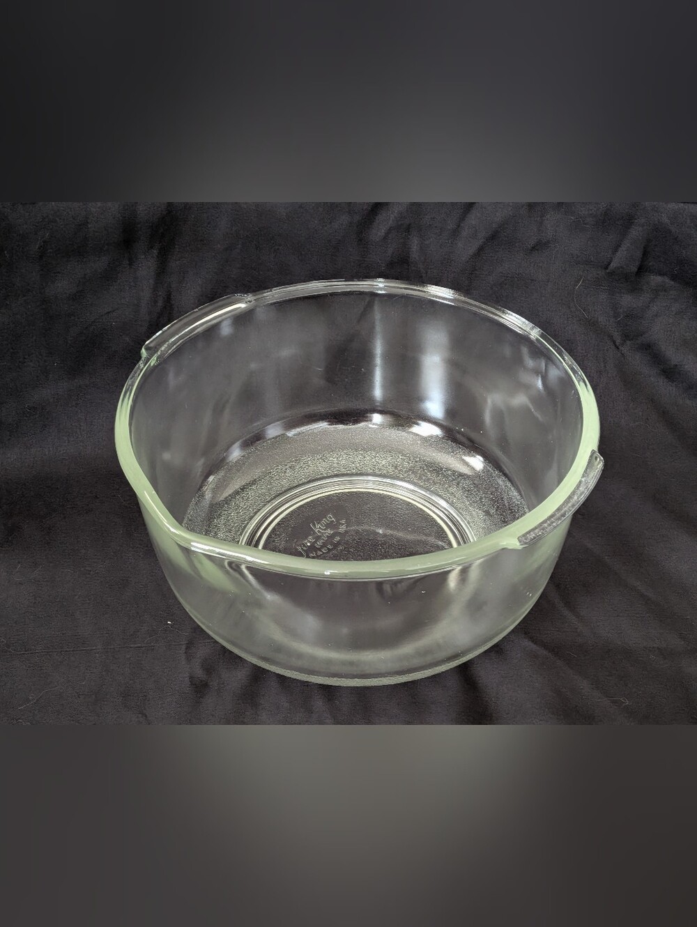 VTG Sunbeam Fire King Clear Glass Bowl w/ Pour Spout for Stand Mixer Large 9.25"